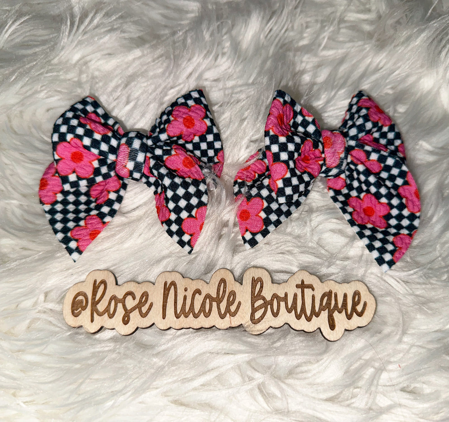 Floral Checkered Bow