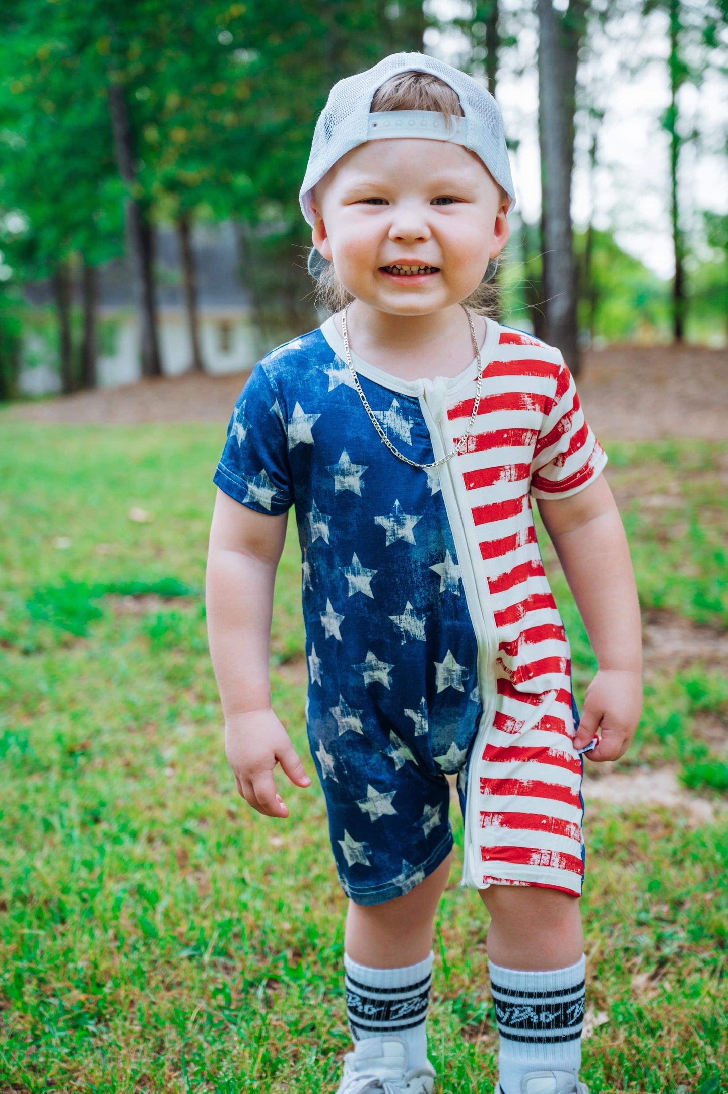 Patriotic Bamboo Shortie Romper (FINAL SALE)