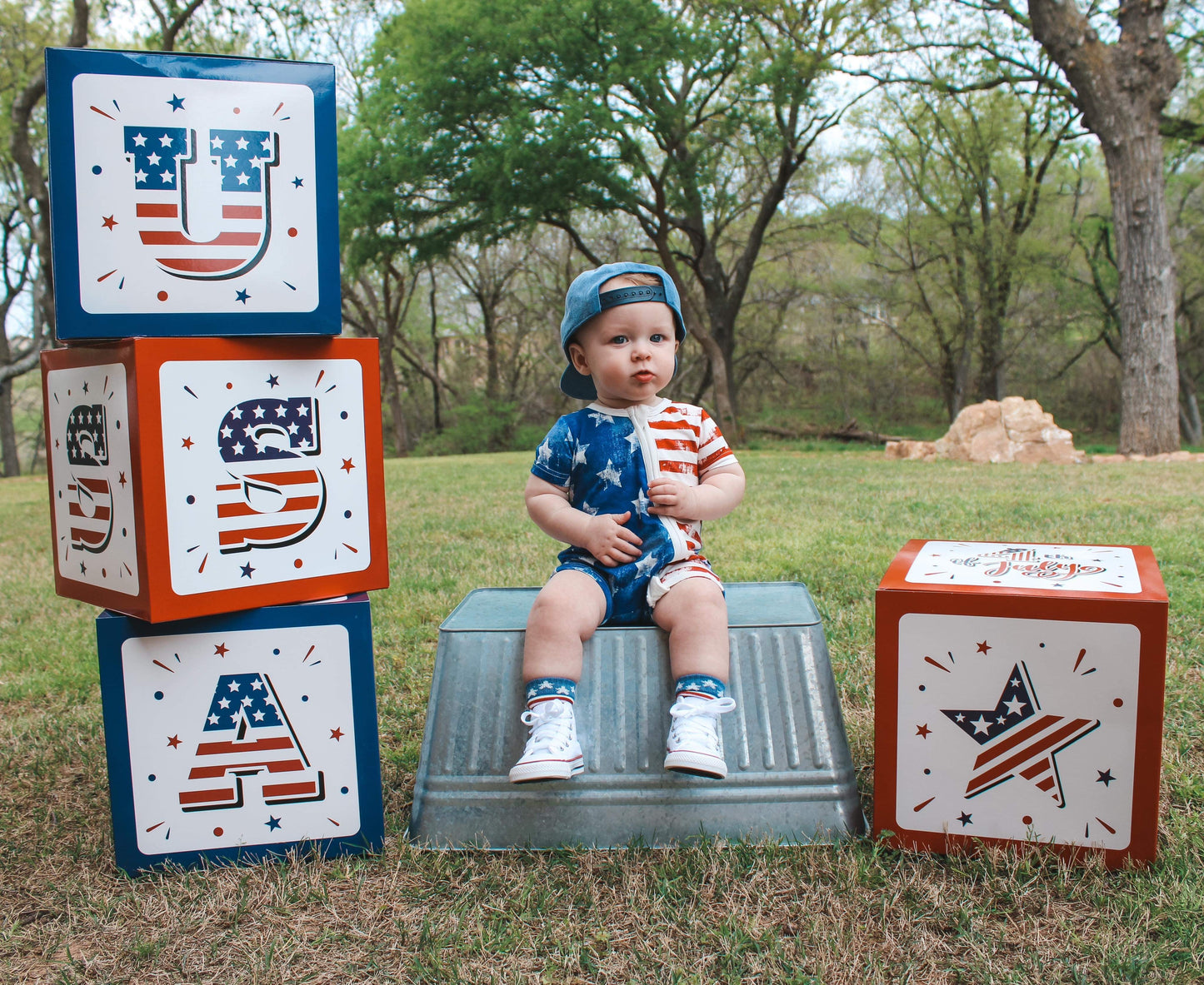 Patriotic Bamboo Shortie Romper (FINAL SALE)