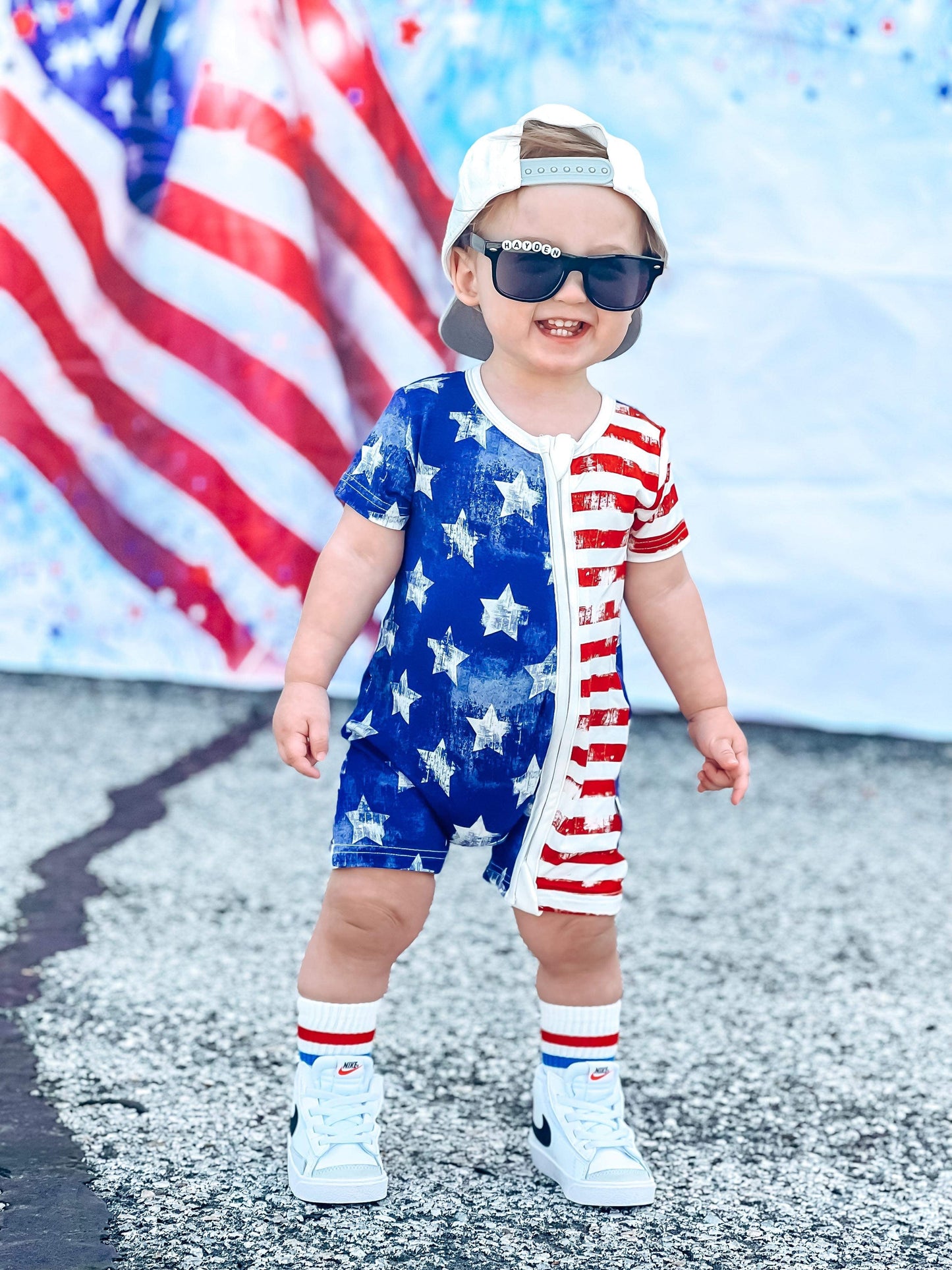 Patriotic Bamboo Shortie Romper (FINAL SALE)