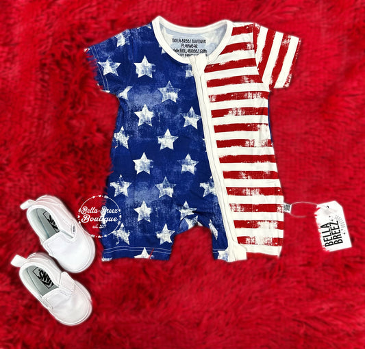 Patriotic Bamboo Shortie Romper (FINAL SALE)