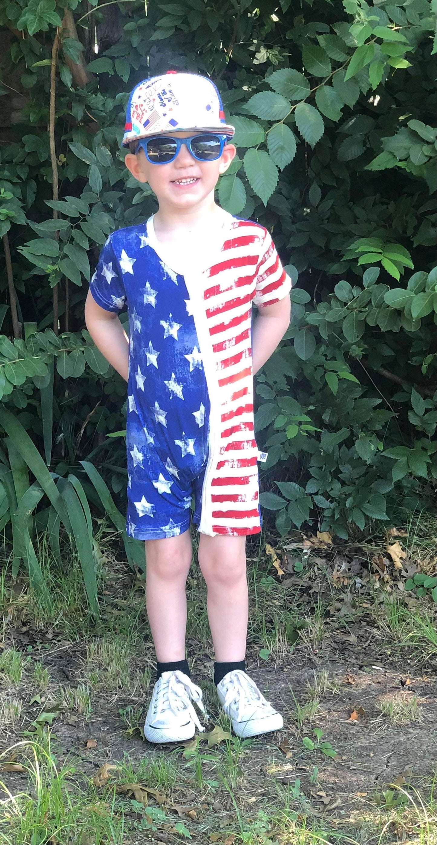 Patriotic Bamboo Shortie Romper (FINAL SALE)