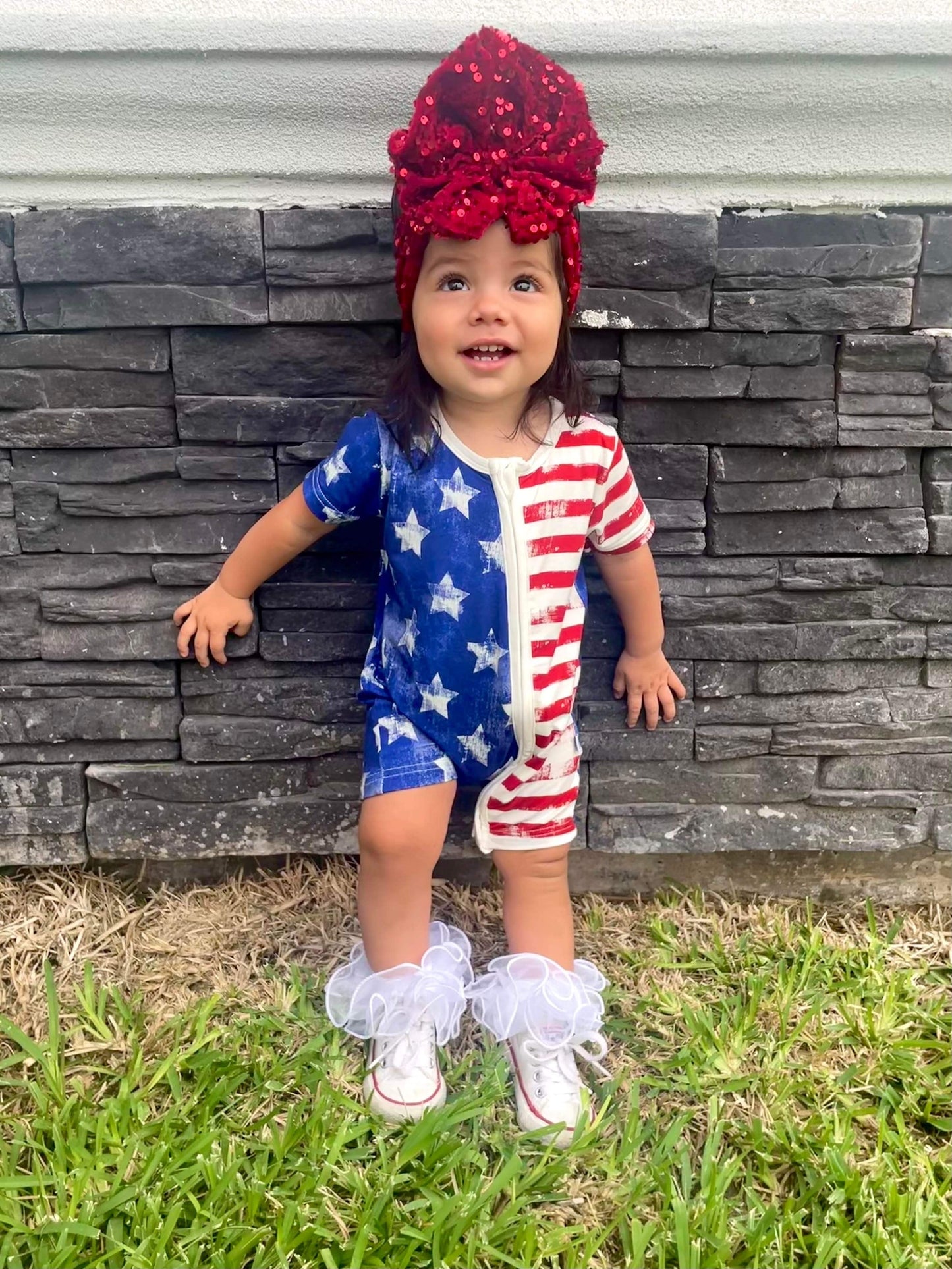 Patriotic Bamboo Shortie Romper (FINAL SALE)